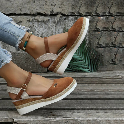 Vintage Sandalen Wedge Heels Damen Schuhe