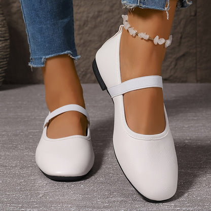 Elegante Weiße Ballerinas Mary Jane Schuhe Damen