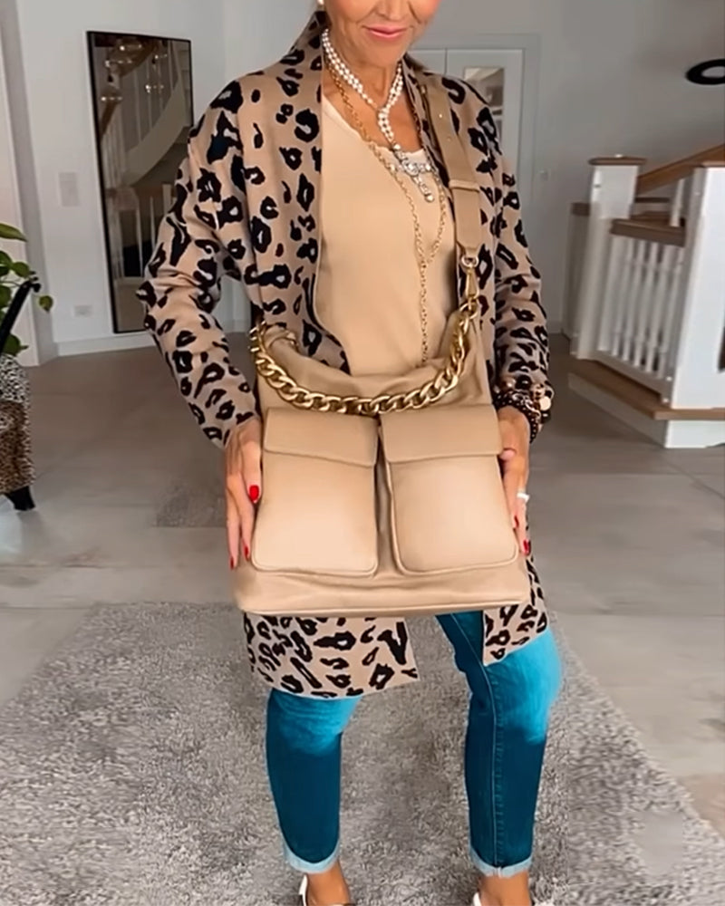 Leopard Cardigan Damen Langarm