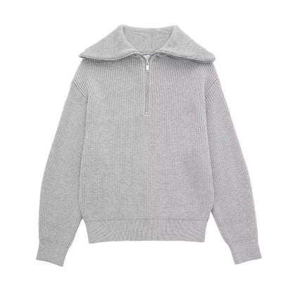Wollpullover Damen Offener Kragen Glamour Style