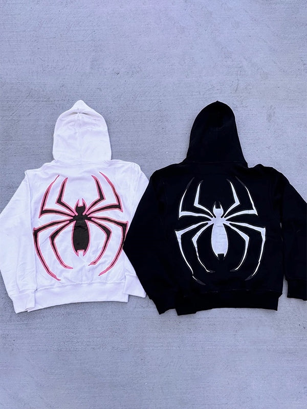 Spinnen Hoodie Reißverschluss Trendig Glitzernd