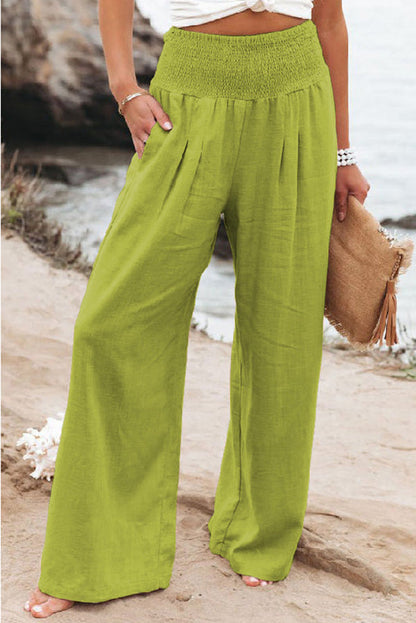Damen High-Waist Hosen Weite Bein Komfort
