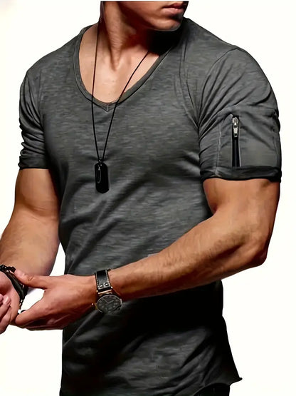 Herren T-Shirt V-Ausschnitt Bequem Modern