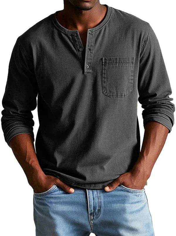 Herren Langarmshirt Lässig Bequem Baumwolle