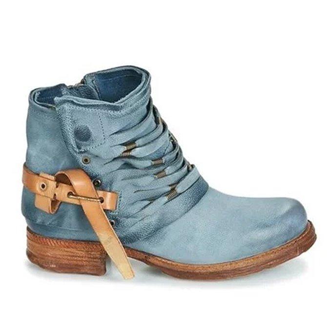 Damen Stiefeletten Lässig mit Schnalle Schwarz