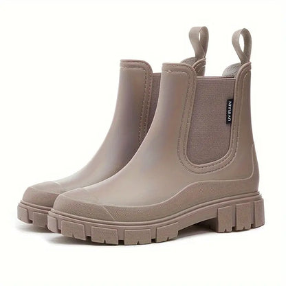 Damen Chelsea Stiefel Wasserdicht Slip-On Schwarz