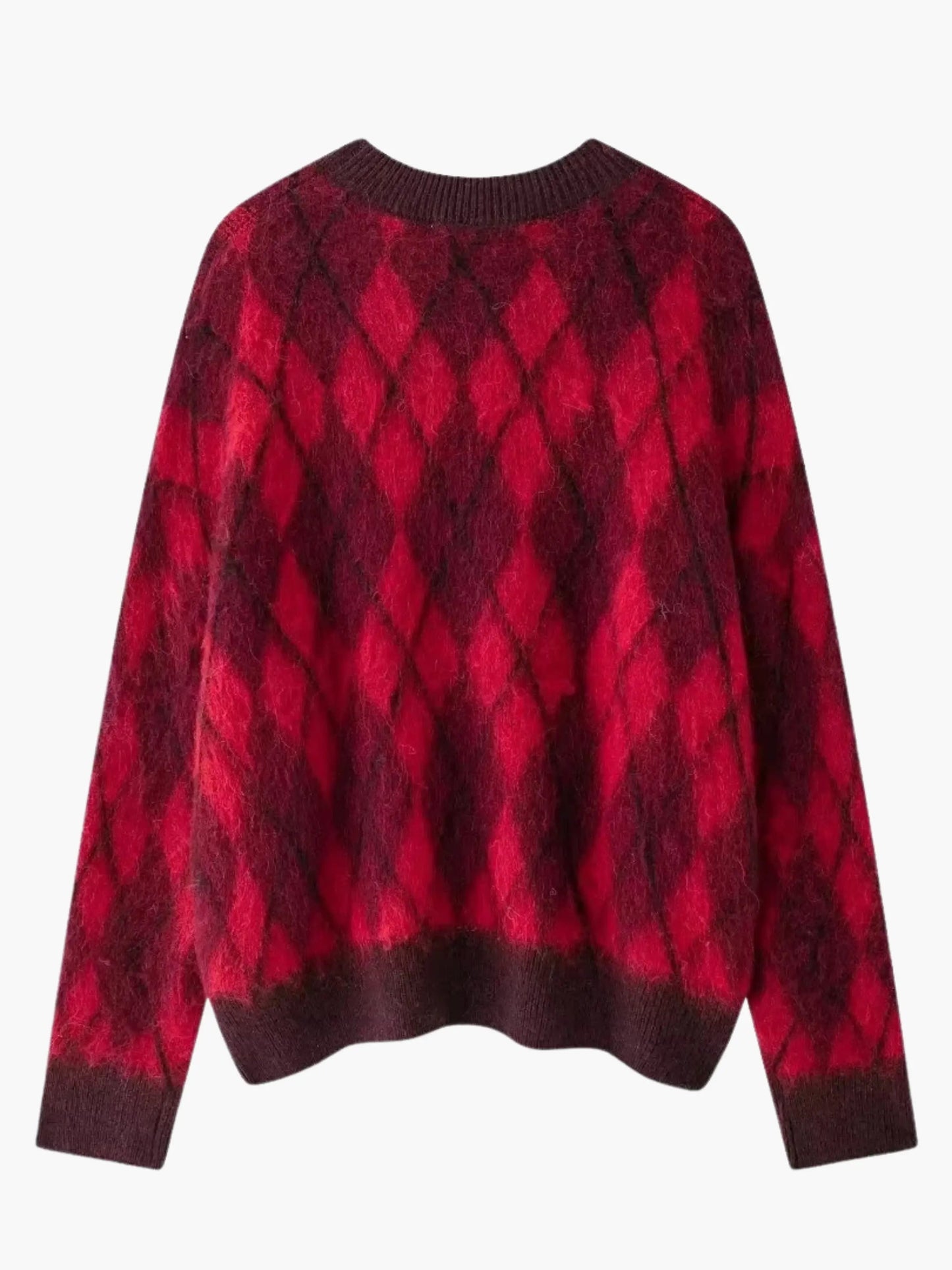 Rot Strickpullover Argyle Muster Vintage Style