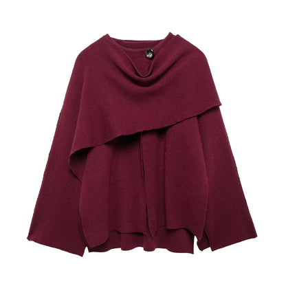 Damen Cape Mantel Elegantes Drapierter Schal
