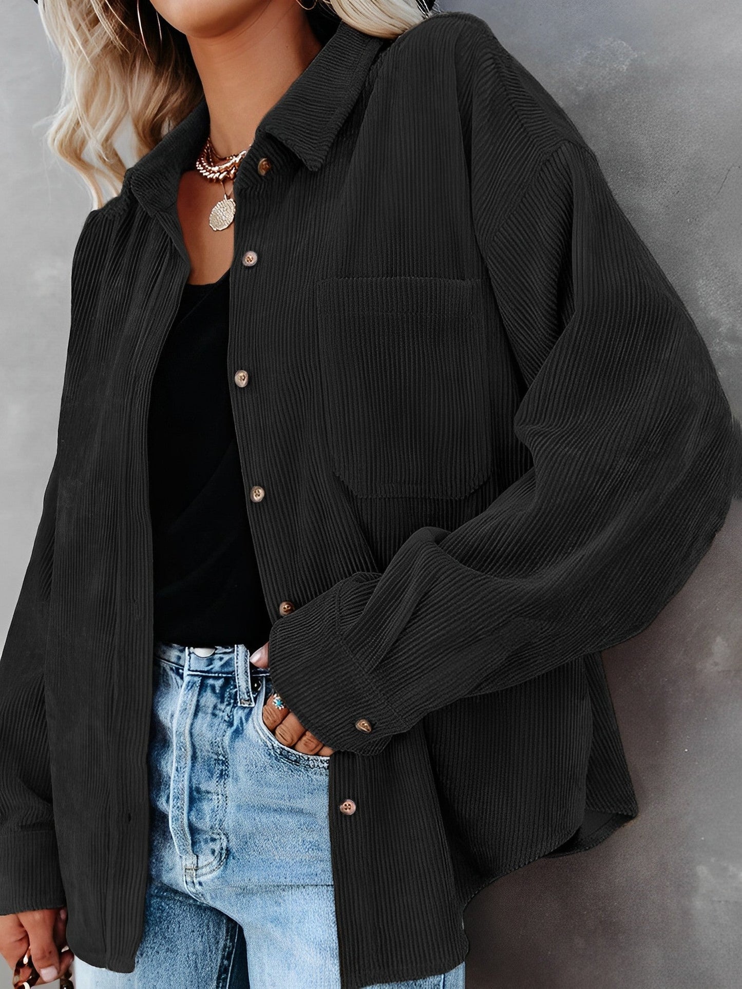 Klassischer Cord-Blouson Herren Lederlook Modern