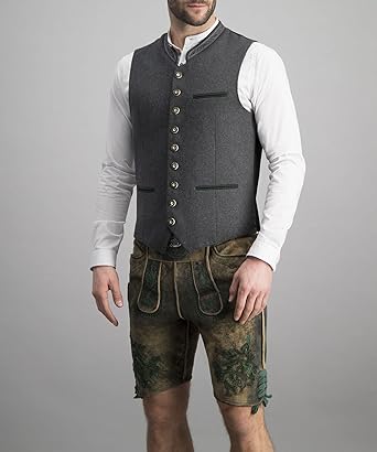 Herren Trachtenweste Grau Traditionell Elegant