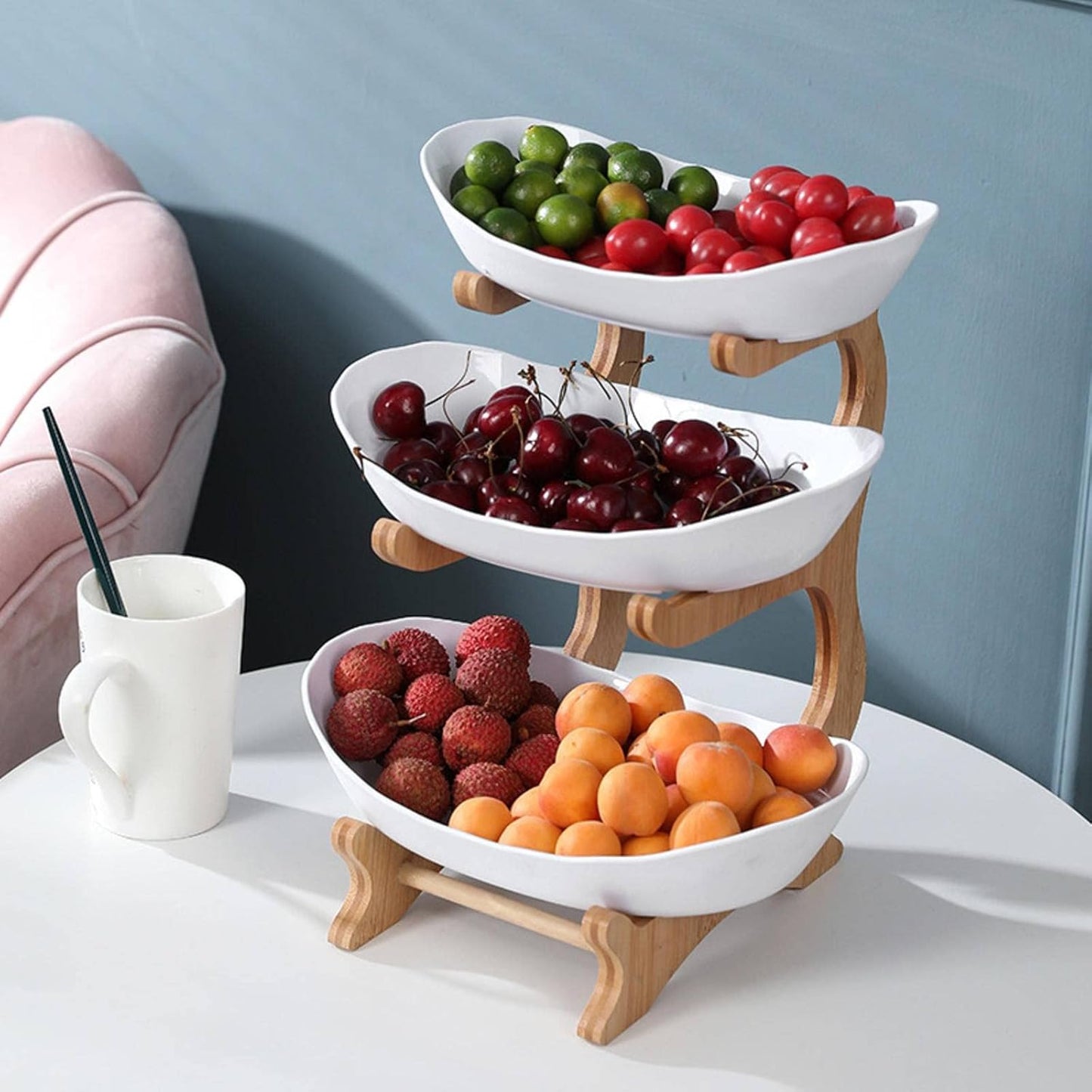 Küchenregal Edelstahl - Eleganter Obstturm mit Ablage