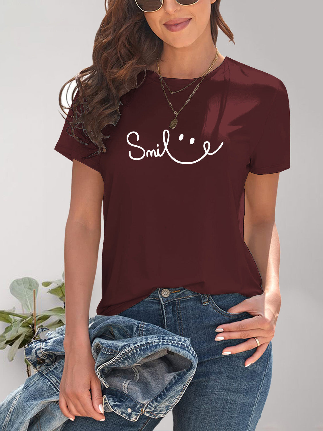 Kurzarm T-Shirt Frauen Rundhals Modern
