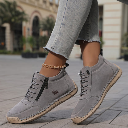 Damen Schnürschuhe Bequem mit Reißverschluss Komfort