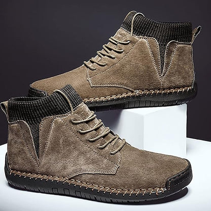 Herren Stiefel Schnürstiefel Wildleder Braun