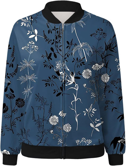 Bomberjacke Damen Blumenmuster Trendy Sommer - BerlinGlamour