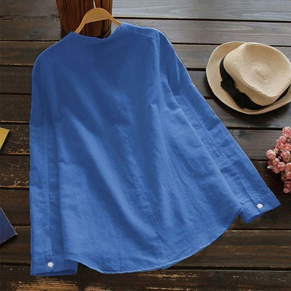 Elegante Langarm Leinenbluse Damen Stilvoll