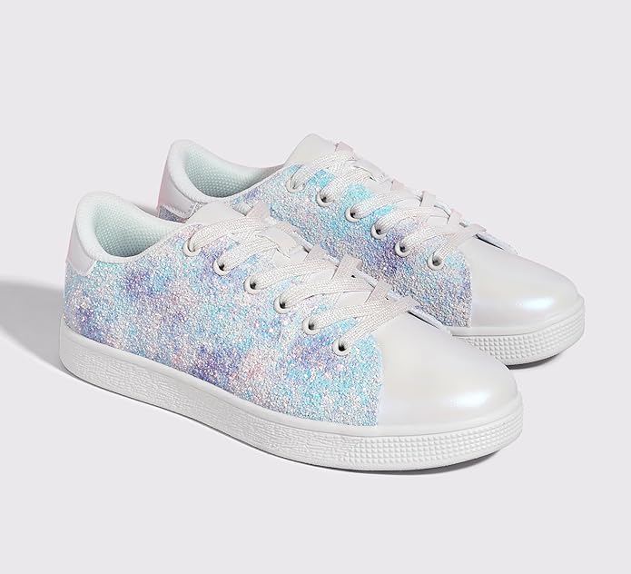 Damen Sneaker Schnürschuhe Fashion Glitzer