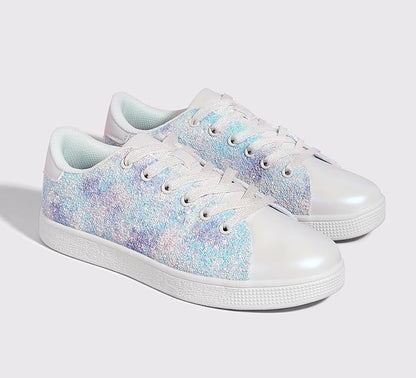 Damen Sneaker Schnürschuhe Fashion Glitzer