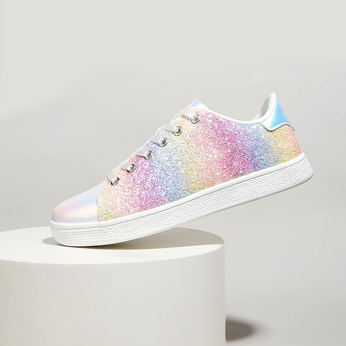 Damen Sneaker Schnürschuhe Fashion Glitzer