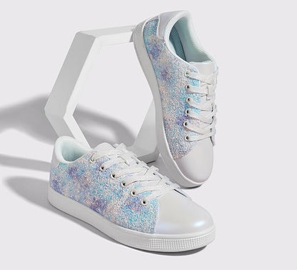 Damen Sneaker Schnürschuhe Fashion Glitzer