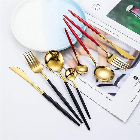 Edelstahl Besteck Set 24 Teile Gold Silber Luxus