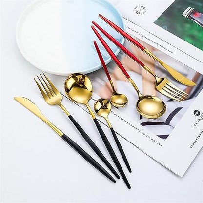 Edelstahl Besteck Set 24 Teile Gold Silber Luxus