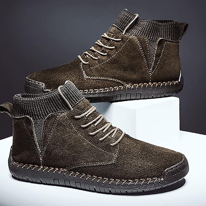 Herren Stiefel Schnürstiefel Wildleder Braun