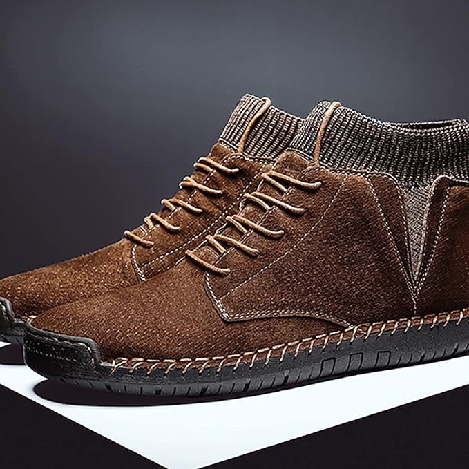Herren Stiefel Schnürstiefel Wildleder Braun