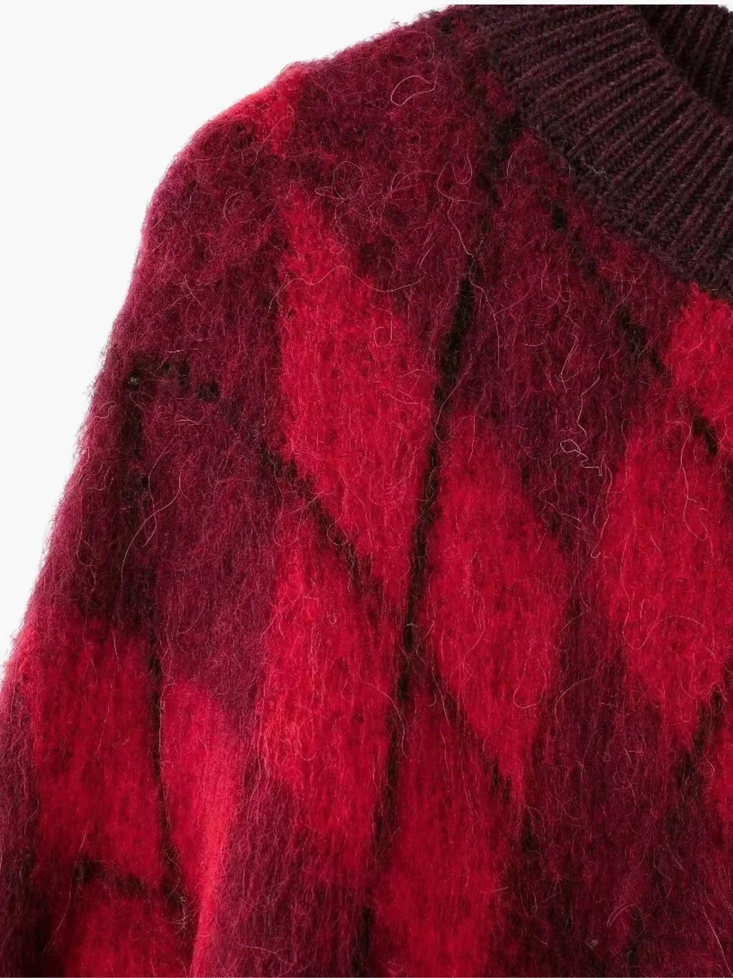 Rot Strickpullover Argyle Muster Vintage Style