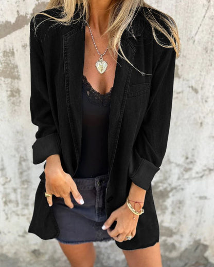 Lederblazer Denim Blazer Modern Lässig