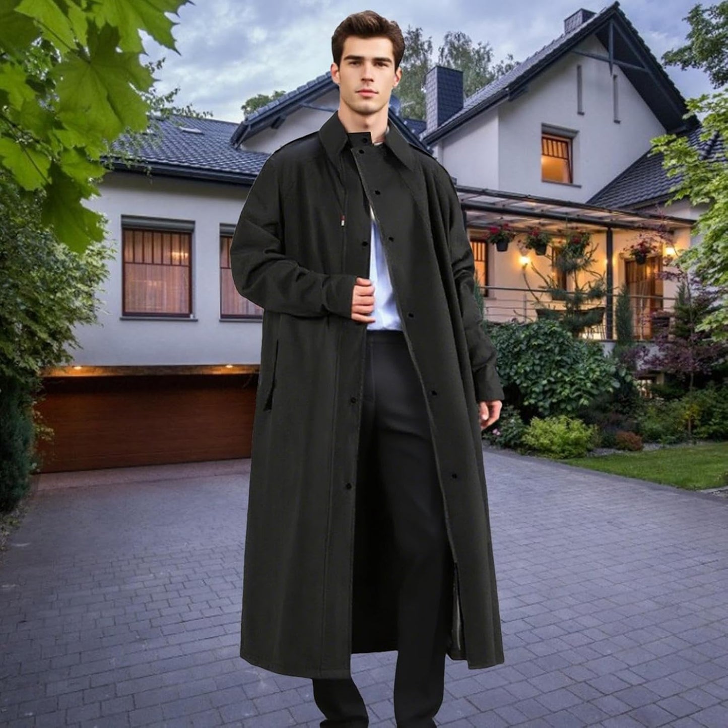 Langer Regenmantel Damen Wasserabweisend