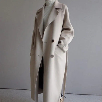 Langer Wollmantel Damen Warm Elegant - BerlinGlamour