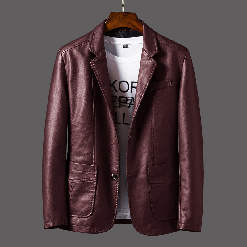 Herren Lederjacke Elegante Ledermantel Mit Reißverschluss