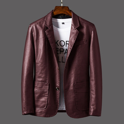 Herren Lederjacke Elegante Ledermantel Mit Reißverschluss