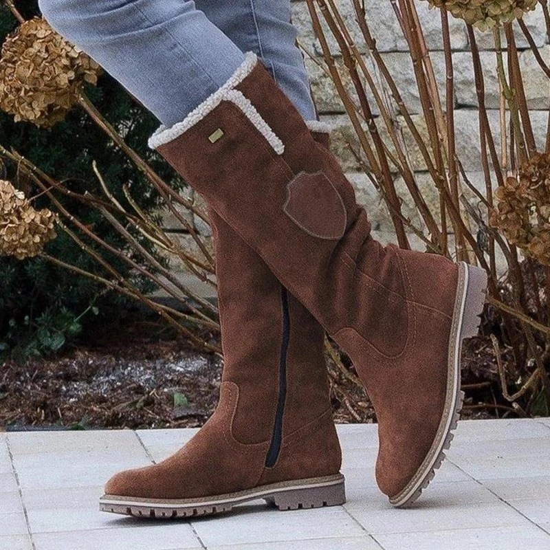 Hohe Sherpa-Stiefel Warm Wildleder Winterstiefel Damen - BerlinGlamour