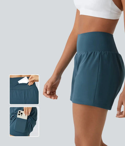 Yoga-Shorts 2-in-1 Multifunktionshose mit Taschen