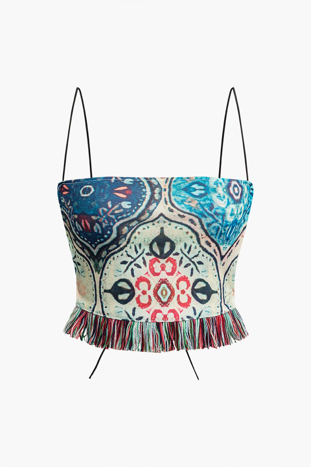 Boho-Zweiteiler-Set mit Fransen und Blumenprint