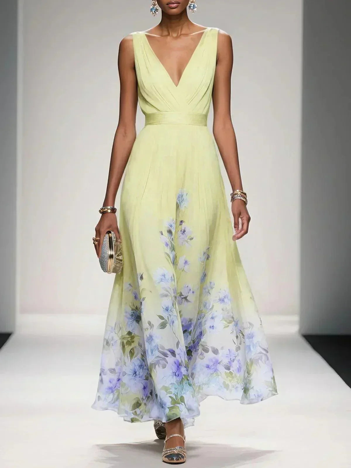 Damen Kleid Hochzeitsgäste Blumenmuster Elegant