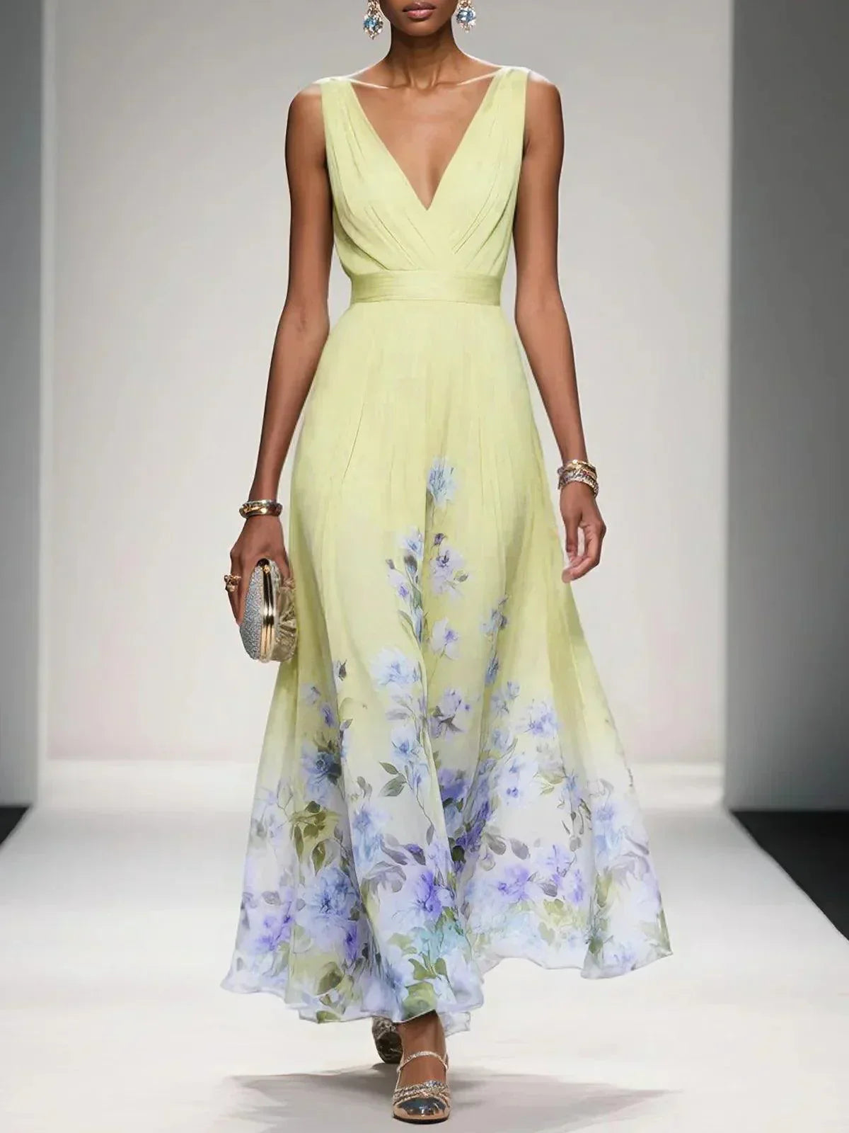 Damen Maxikleid Sommer Florales Leicht