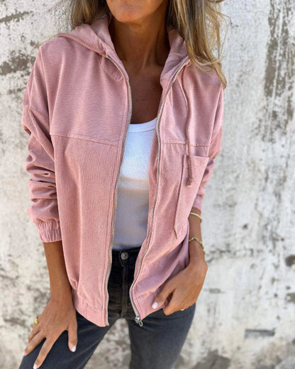 Leichte Damenjacke Cord mit Kapuze Damenparka