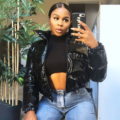 Warme Winterjacke Damen Lint Verzierungen
