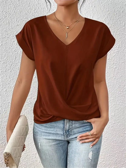 Weibliches V-Ausschnitt-Oberteil Damen Top