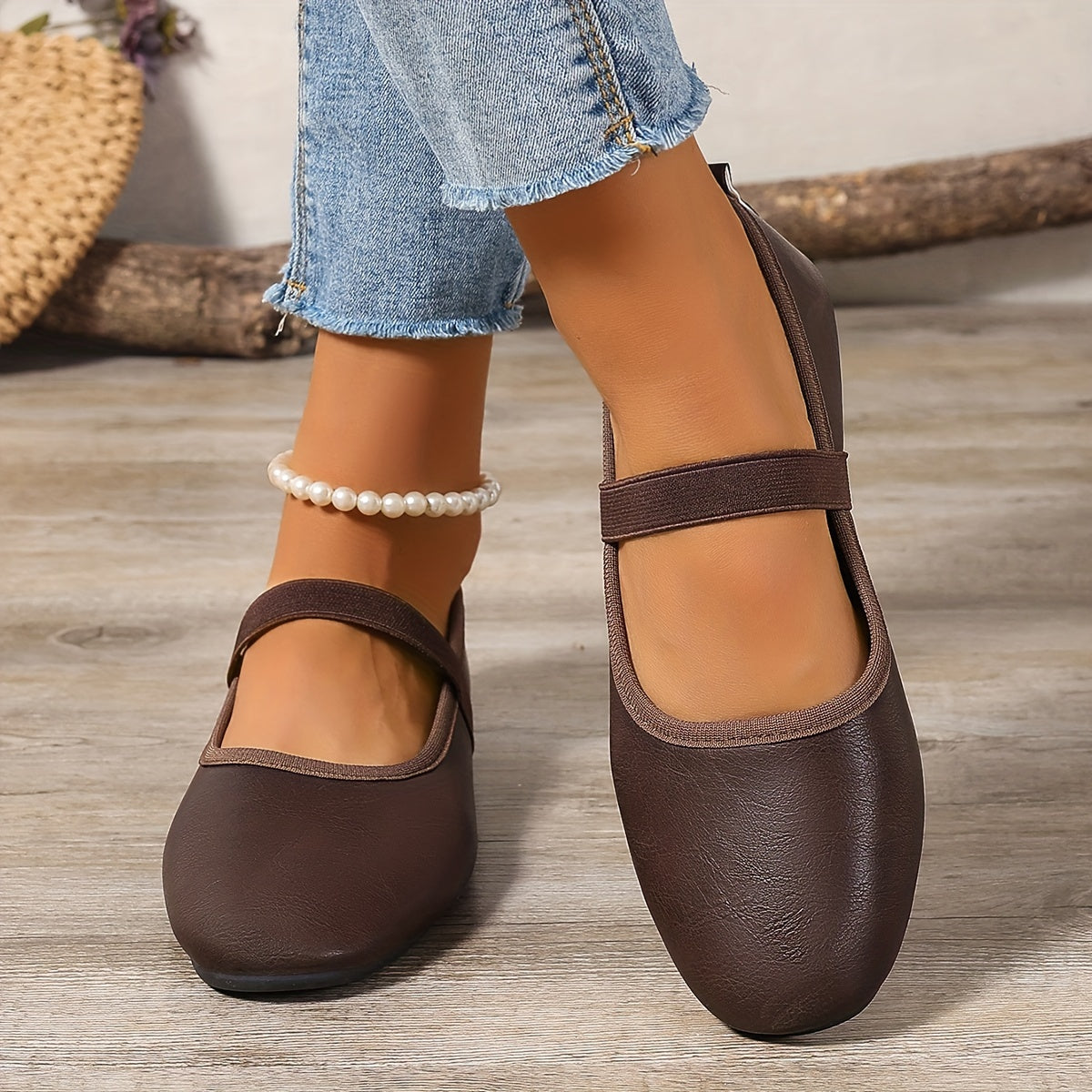 Elegante Weiße Ballerinas Mary Jane Schuhe Damen
