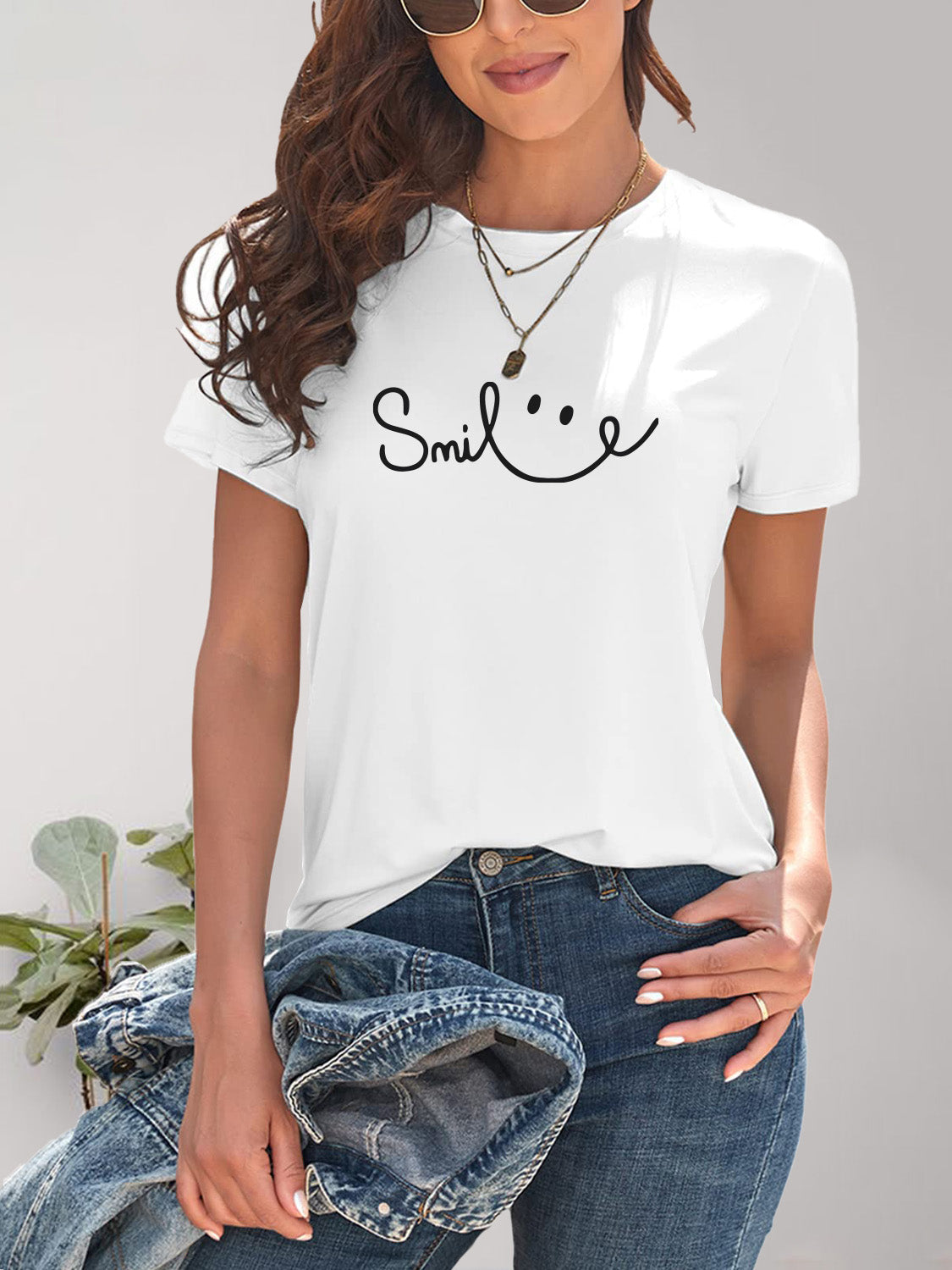Kurzarm T-Shirt Frauen Rundhals Modern