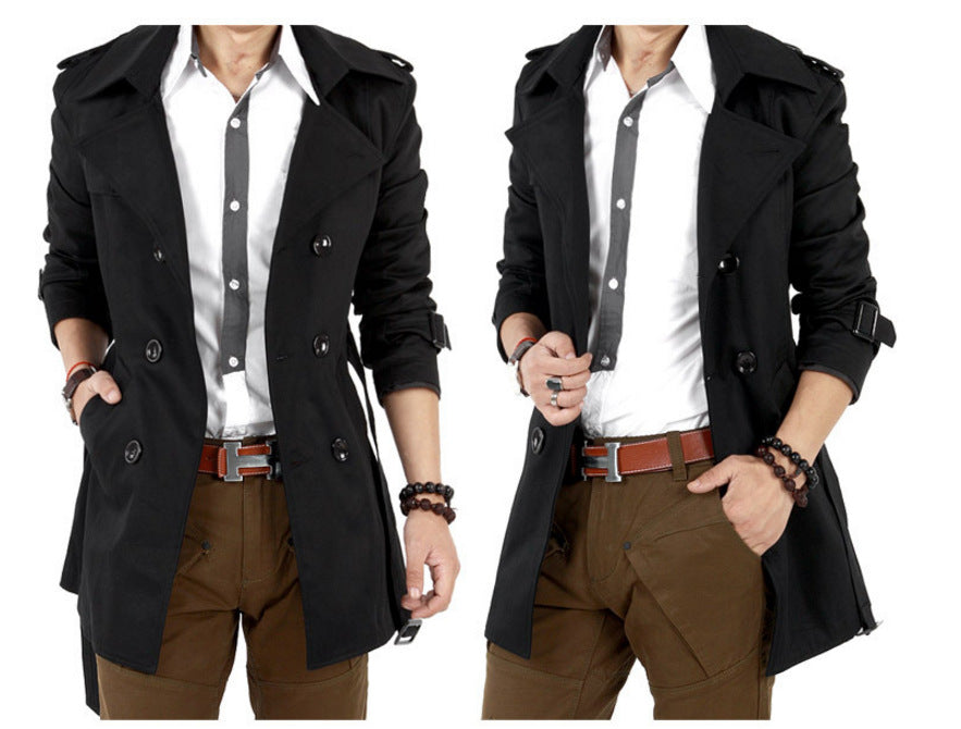 Herren Trenchcoat Modern mit Doppelknopfleiste und praktischen Taschen