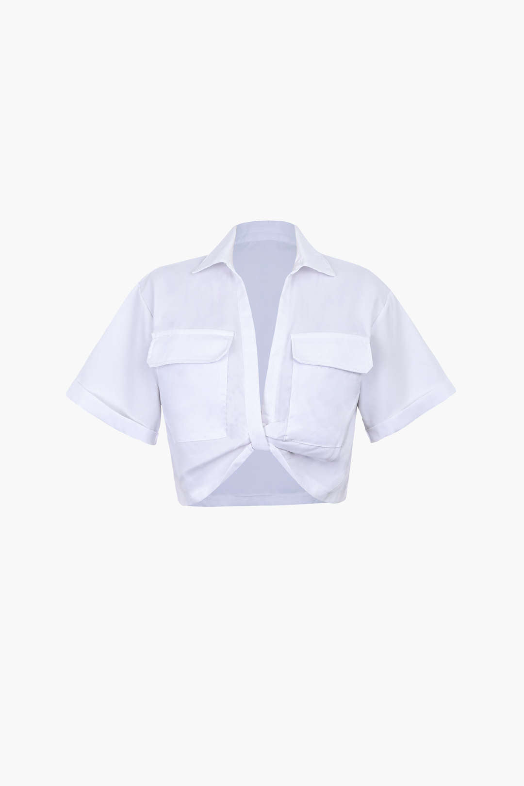 Kurzarmshirt Damen Crop Top mit Kragen Modern