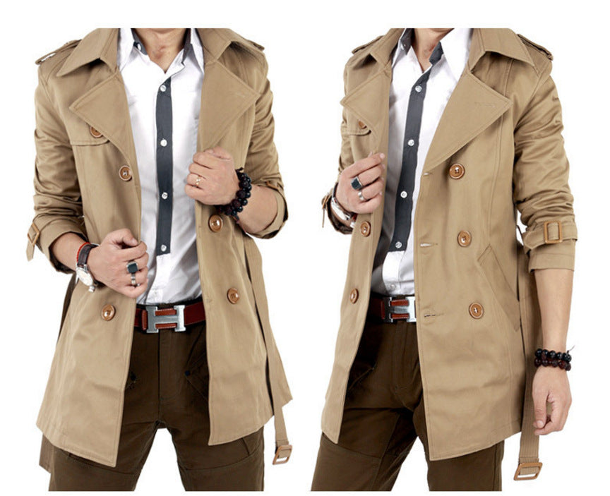 Herren Trenchcoat Modern mit Doppelknopfleiste und praktischen Taschen - BerlinGlamour