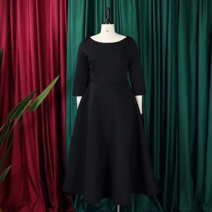 Damen Midi-Kleid Einfach Rundhals Schlicht