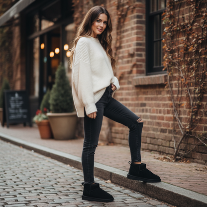 Damen Winterboots Gefüttert Warm mit Wollfutter