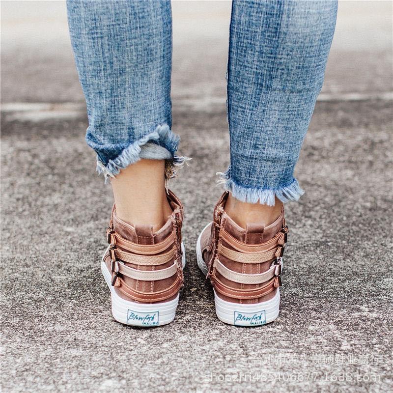 Damen Slip-On Schuhe Bequem Canvas Sneaker